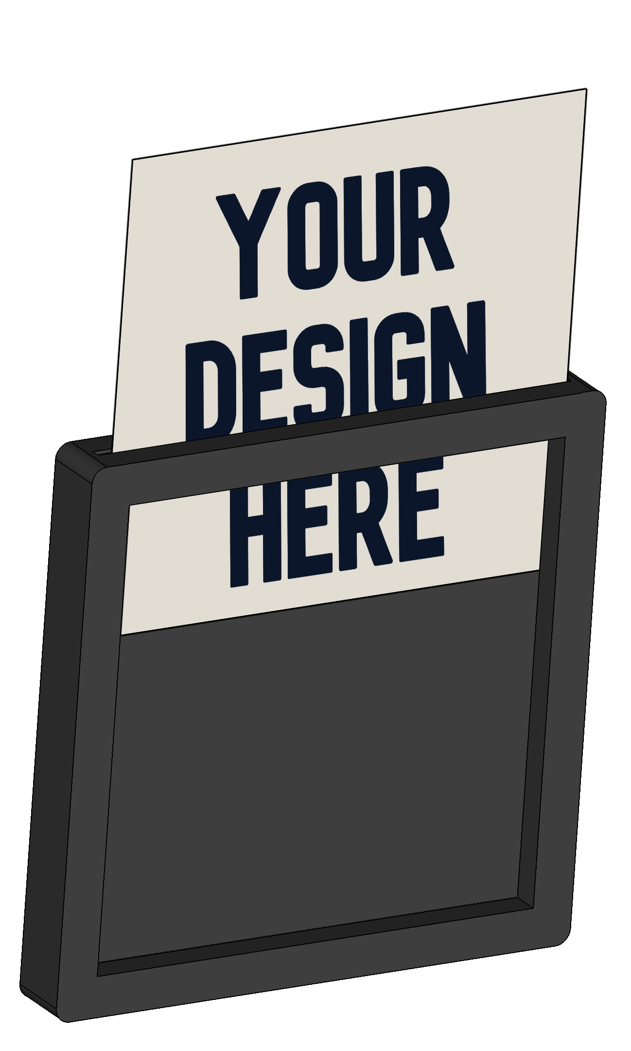 Hitch Switch Car Magnet 3D rendition with example "Your Design Here" design being inserted to show customers how the product works.