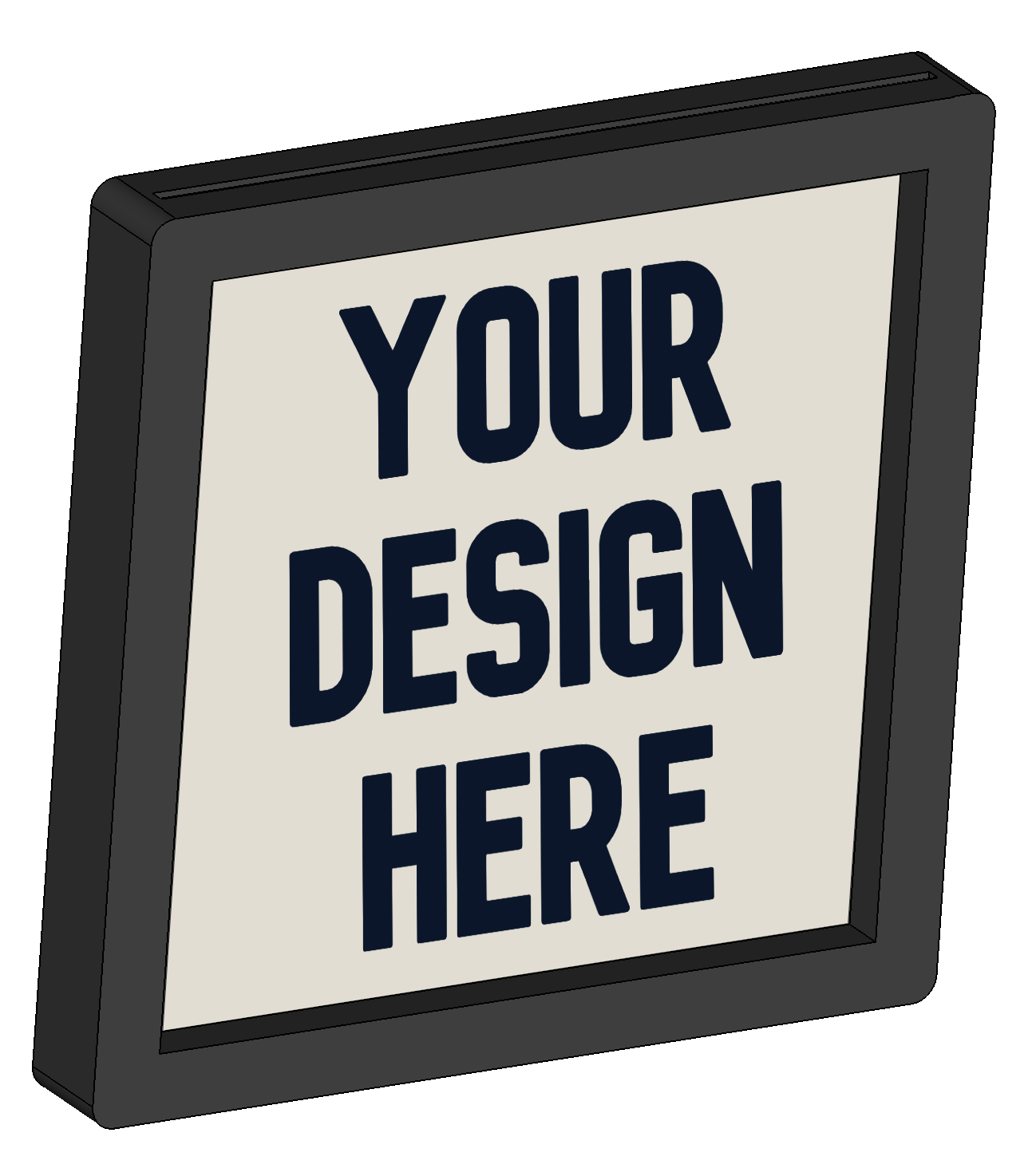 Hitch Switch Car Magnet 3D rendition with example "Your Design Here" design being used.
