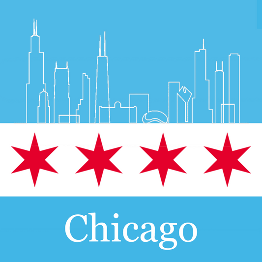 Chicago Flag, Text & Skyline - Hitch Cover Design