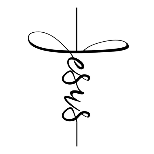 Jesus Cursive Cross - Hitch Cover Design