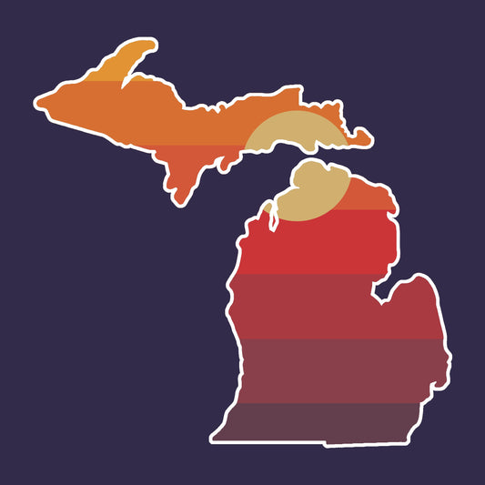 Michigan Outline with Sunset - Hitch Cover Design