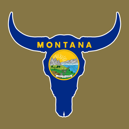 Bull Skull with Montana Flag - Hitch Cover Design