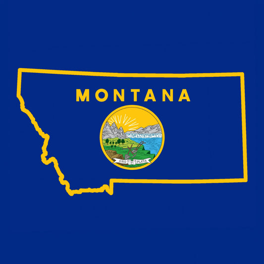 Montana Outline with Flag - Hitch Cover Design
