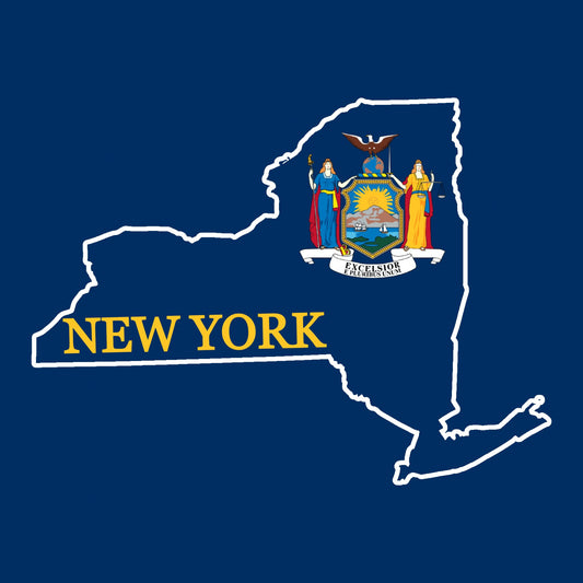 New York Outline with Flag - Hitch Cover Design