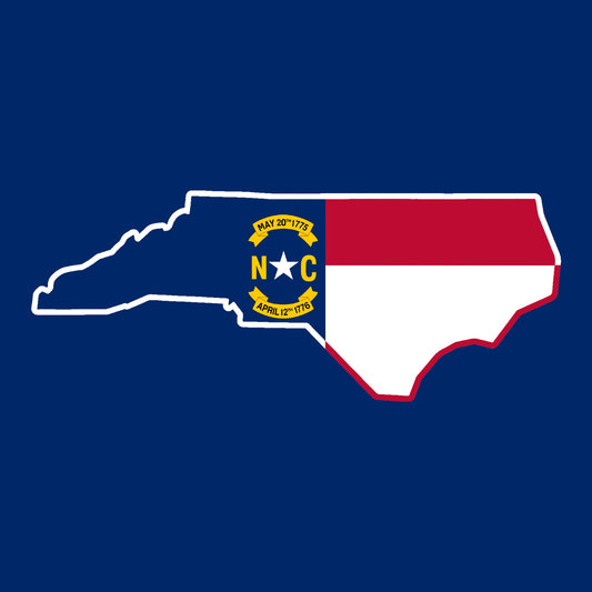North Carolina Outline with Flag - Hitch Cover Design