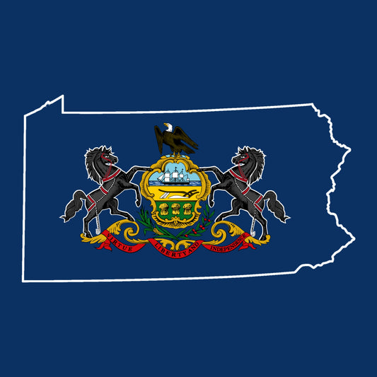Pennsylvania Outline with Flag - Hitch Cover Design