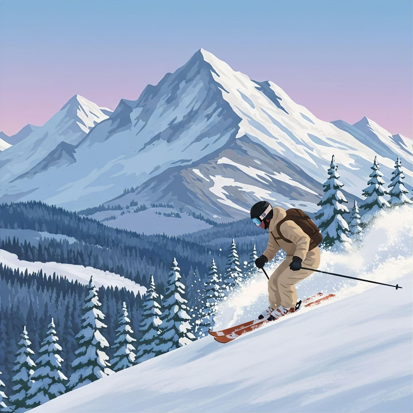 Snow Skiing Scene - Hitch Cover Design