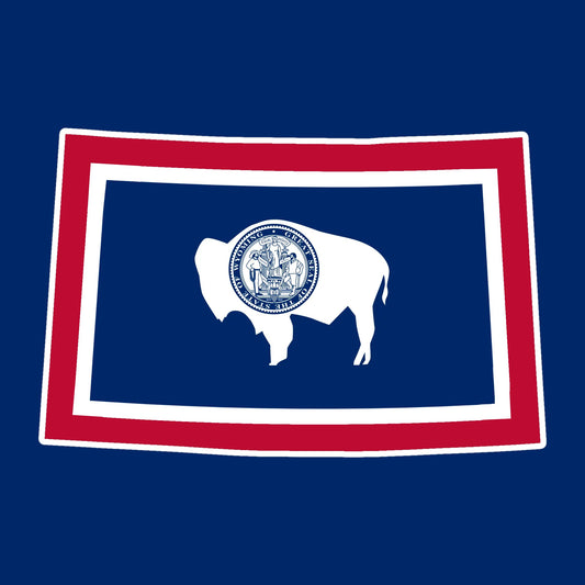 Wyoming Outline with Flag - Hitch Cover Design